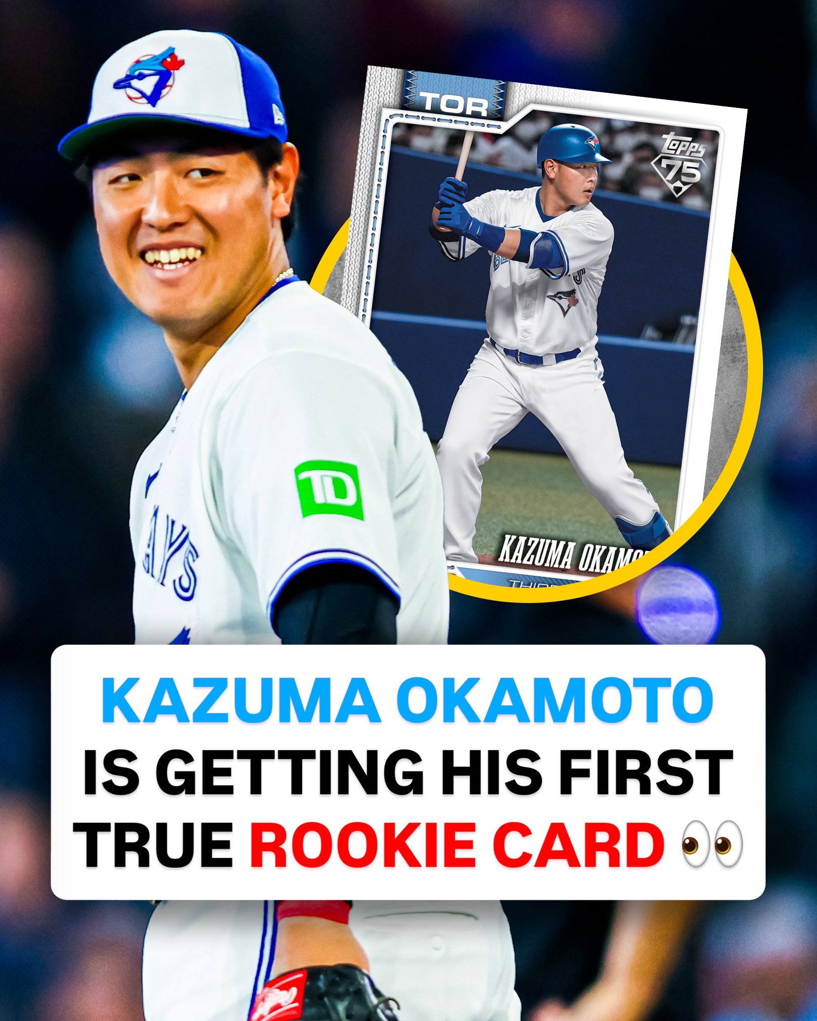 FIRST LOOK: Kazuma Okamoto’s FIRST-EVER flagship rookie card is coming soon 🔥

Arriving this week in 2026 Topps Series 2 Baseball ⚾️