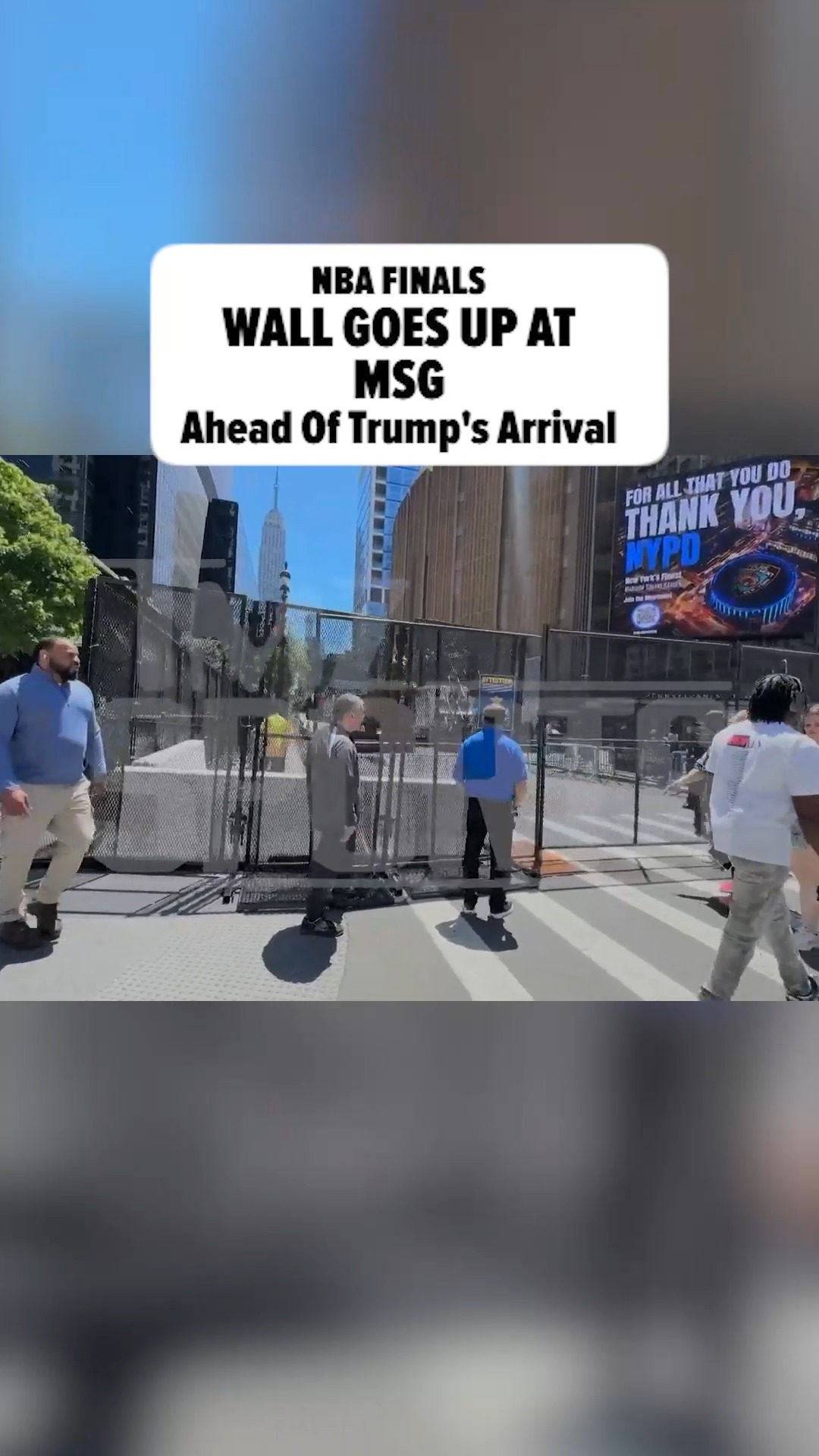 🧱👀 President Trump loves a good wall ... so it's only fitting Madison Square Garden set one up outside the venue ahead of POTUS' attendance at Game 3 of the NBA Finals.