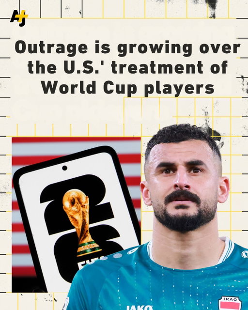 “Why is America hosting the World Cup if it is so hostile to foreign nationals?”⁣
⁣
Iraq’s star football player Ayman Hussein was detained and questioned for almost 7 hours before he was allowed into the U.S. ⁣
⁣
A Somali referee, named the best referee in Africa, was denied entry completely. And the Senegalese team was subjected to a search on the airport tarmac upon arrival.⁣
⁣
#WorldCup2026 #Iraq #Iran #US #FIFA