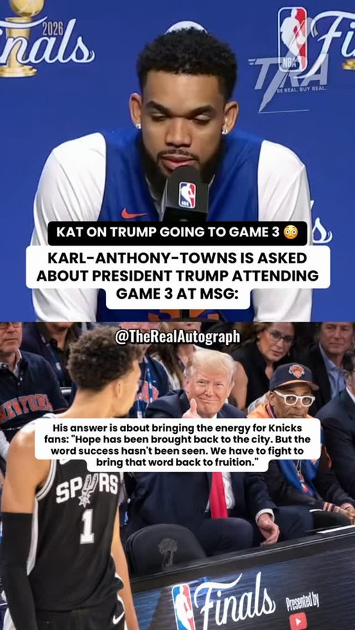 KAT on President Trump attending game 3 of the NBA Finals 😳 #NBA #knicks #nbaplayoffs #knickstape #nbafinals