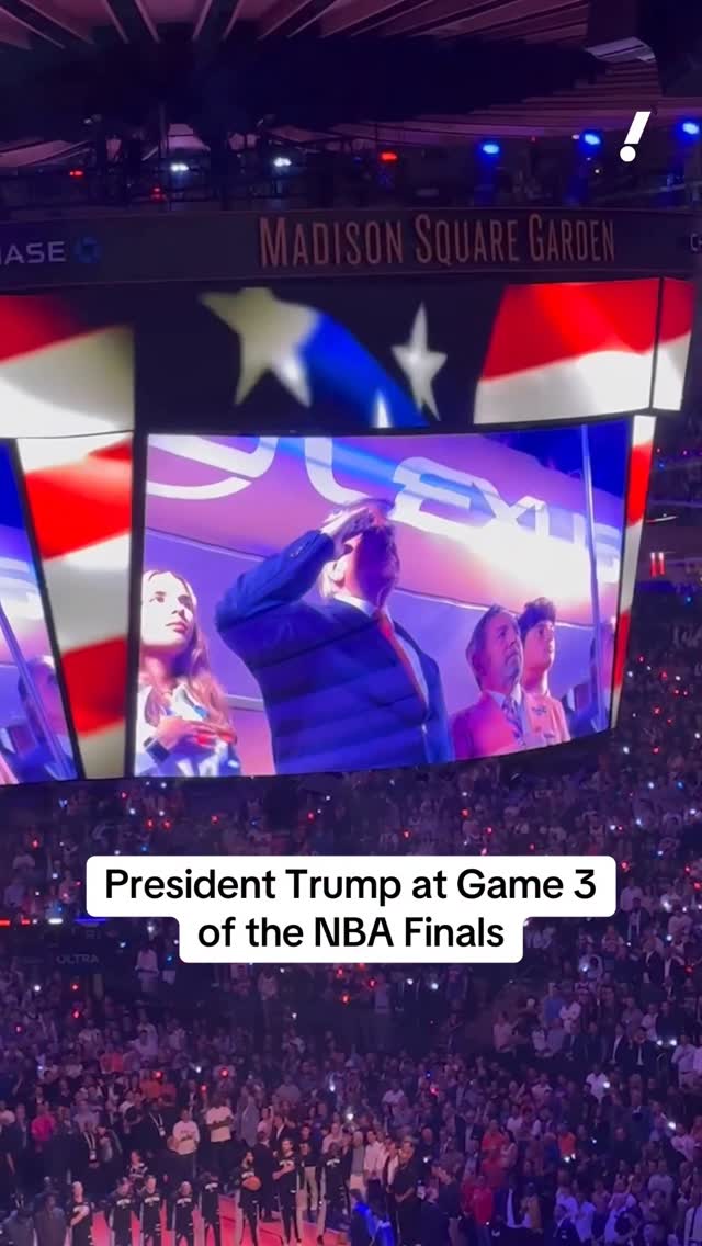 President Donald Trump was shown on the Jumbotron at Madison Square Garden during the national anthem.

Trump was alongside Knicks owner James Dolan, who invited him to the game.
