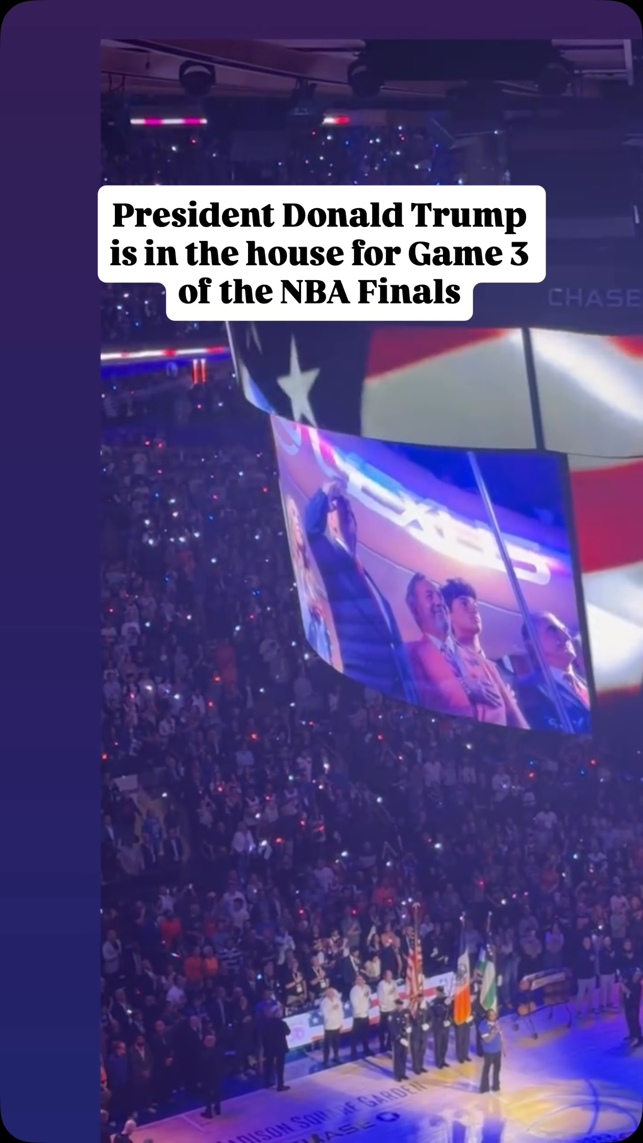 President Donald Trump is at Madison Square Garden for Game 3 of Spurs vs Knicks

(via @shimonpro)