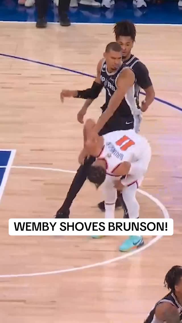 Victor Wembanyama shoved Jalen Brunson should it have been a Flagrant?🧐

#NBAFinals