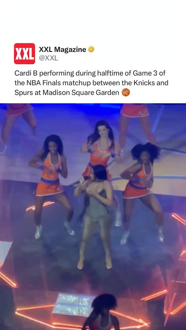 Cardi B performing during halftime of Game 3 of the NBA Finals matchup between the Knicks and Spurs at Madison Square Garden 🏀