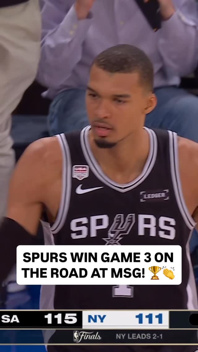 @wemby and the @spurs go into Madison Square Garden and win Game 3 to make it a 2-1 series in the NBA Finals! 🏆👏

SAS (1-2) NYK Game 4: Wednesday, 6/10 at 8:30pm/et on ABC