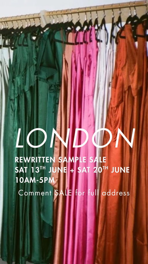 Comment SALE for the full address details ✨

Dresses from £10, archive favourites and one-off samples.

Join us over the next two Saturdays to shop wedding guest dresses, occasionwear and bridesmaid styles at exclusive sample sale prices.

For summer weddings, race days and last-minute plans.
Limited stock available.