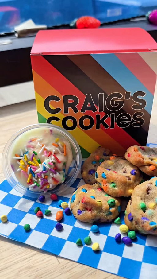 All the fun of a Pride cookie...Just bite-sized 🌈✨️

Introducing Pride Dunkers! Colourful mini dunkers served with your choice of Nutella or vanilla sprinkles frosting 🍪💕

Perfect for sharing, snacking or treating yourself all Pride Month long. Available for a limited time only, in-store and Uber Eats.

#CraigsCookies #PrideDunkers #AdultDunkaroos #PrideMix #LTO