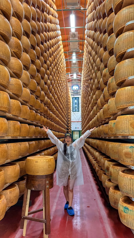 Did you know that it takes over 1,000 litres of fresh milk just to craft two wheels of Parmigiano Reggiano?! 🧀😱

I recently toured the beautiful Parmigiano Reggiano production area in Italy (Parma, Reggio Emilia, Modena, and parts of Bologna and Mantova), which is the only zone in the world where authentic Parmigiano Reggiano can be made! 🇮🇹 From the 20-day salt bath to the minimum one-year aging process, seeing the dedication of these cheese masters firsthand was truly amazing 💕

If you’re planning a trip to Italy, I HIGHLY recommend adding Parma, Bologna, or Modena to your itinerary! These dairies are open for tours year-round. Plus, they host “Caseifici Aperti” (Open Dairies), a festive weekend where all of the dairies celebrate with special tastings, tours, and live events! 🎉

Would you like to see firsthand how Parmigiano Reggiano is made?👇

@parmigianoreggiano.na @parmigianoreggianoglobal
#ParmigianoReggiano #ad #hosted #GreaterTogether