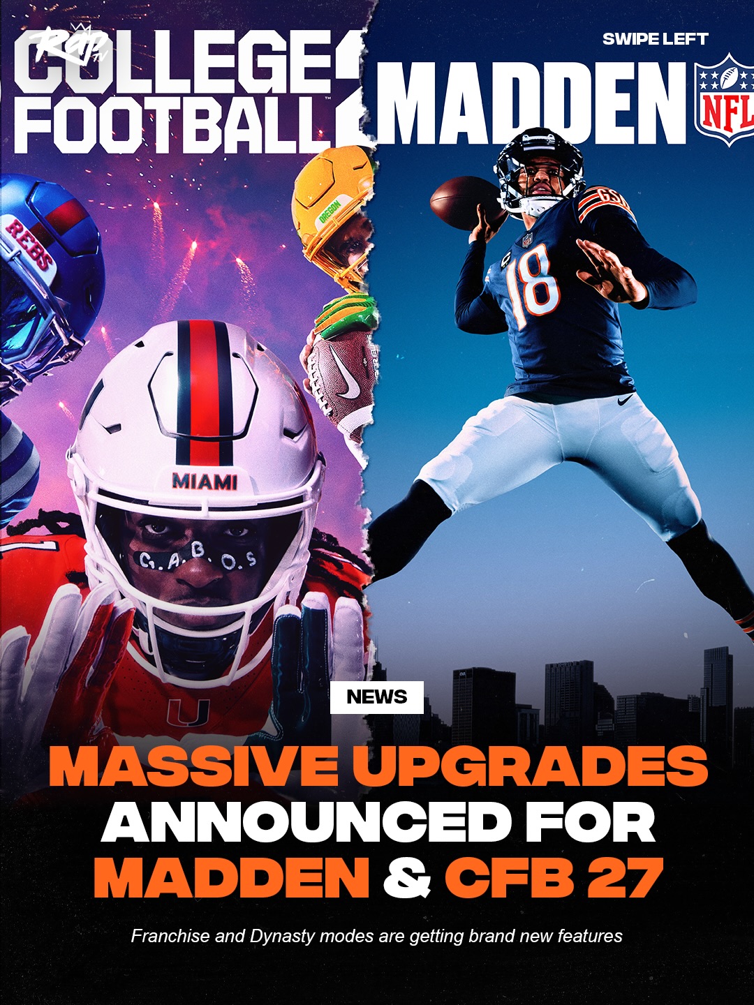 Madden and College Football 27 are getting major new updates this year‼️

Dynasty and Franchise modes are getting tons of new features. Dynasty mode will now include NIL deals, new quests and objectives, and a brand new Legacy score. Franchise mode will have the brand new Persona Engine, which will create 65 pieces of digital DNA, making all the players feel even more human.

College Football 27 drops on July 9th, and Madden 27 drops August 13th.

Are you copping Madden and CFB 27 this year⁉️

#EASportsPartner