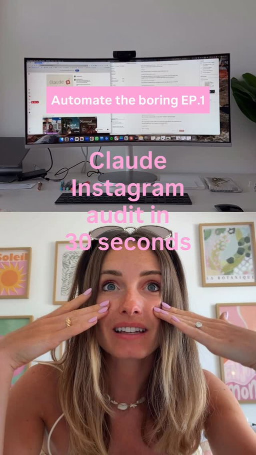 automate the boring ❤️‍🔥

taking you BTS on automating your business so you can go live your life.

little recap for you:
🪩 Claude cowork
🔗 Google chrome extension
☕️ Paste the prompt below

🧚🏻‍♀️ go enjoy your lifeeee

PROMPT:

I need you to act as a senior Instagram strategist and give me a brutally honest audit of my Instagram account. Please use the Chrome connection to look at my live profile.

I want you to look at:
1. My bio, profile photo, name field, and link in bio
2. My grid — scroll down and look at the last 12 posts as a first-time visitor would
3. Click into 3 of my most recent posts and read the full captions, hooks, and CTAs
4. My Highlights covers and titles

Then write me a detailed audit with these exact sections:

BIO AUDIT — Is it clear? Does a stranger instantly understand who I help, what I sell, and why they should follow? What exact words would you change?

GRID AUDIT — Looking at my last 12 posts together, what is the overall message? Is it cohesive? Does it make someone want to follow? What’s the vibe and is it the right vibe for a course creator?

HOOK AUDIT — Read my first 1-2 lines of each caption. Are my hooks actually stopping the scroll? Be specific — quote my hooks back to me and tell me exactly what’s weak.

CONTENT MIX AUDIT — What percentage of my content is lifestyle vs education vs personal vs selling? What should I be posting more of? Less of?

THE ROAST — Give me the top 5 things I need to fix THIS WEEK to start growing faster and converting more followers into buyers.

Be blunt. Don’t be nice. I’d rather be embarrassed now than broke later.

_____

K byeeee xx