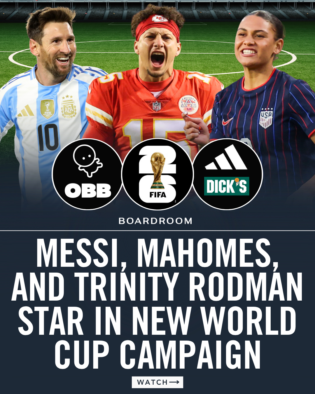 DICK’S Sporting Goods and adidas are going big for the 2026 FIFA World Cup.⁠
⁠
Produced by OBB and developed by Bolded, OBB’s branded content studio, the campaign stars Lionel Messi, Lamine Yamal, Trinity Rodman, Patrick and Brittany Mahomes, Juanpa Zurita, and Cobi Jones.⁠ The campaign will make its broadcast debut on June 11 as the World Cup begins.⁠
⁠
The DICK’S Sporting Goods Foundation is also partnering with DonorsChoose to fund up to $250,000 in youth soccer projects nationwide, extending the World Cup push from retail into grassroots access.⁠
⁠
“We wanted to create a spot that captures the feeling of what the World Cup represents - possibility, imagination and the way the game can transport people beyond the sidelines,” said Michael D. Ratner, Founder and CEO of OBB Media. ⁠
⁠
(🎥: @obb)