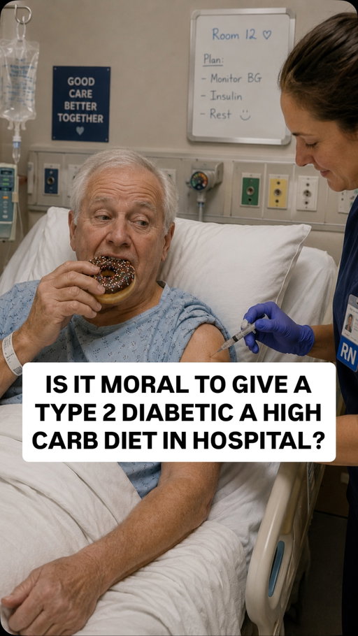 *****EDIT: READ THIS BEFORE MAKING A COMMENT****

This video is primarily directed at the management of type 2 diabetes in hospital. A condition driven by lifestyle choices and one that encompasses a large proportion of the diabetes caseload in hospital. 

Type 1 diabetes (a condition not induced by lifestyle) is a different condition and these patients required a more nuanced approach and a crucial reliance on insulin. 

HOWEVER, I still believe a low carbohydrate diet can be utilised by people with either type 1 and 2 diabetes, and hospitals should be providing a medically appropriate low carbohydrate diet option for both groups.

The primary focus of this video is to highlight the lack of dietary knowledge and moral principles when managing diabetes. Whether it is type 1 or 2, understanding the role of carbohydrates in the diet is fundamental in achieving optimal disease control, something that the current healthcare system does not have.*****

*****The scenario in discussion is about an episode of hyperglycaemia (elevated blood sugar), NOT DKA and NOT hypoglycaemia. In these situations the protocol would be different.****

What do you think? Is it morally correct to feed a diabetic patient a high carbohydrate diet in hospital