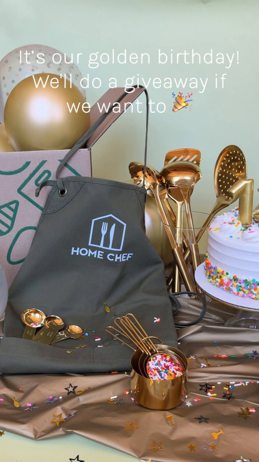 💚Giveaway Closed: Winners Selected💚
✨ Happy Golden Birthday to us! ✨ We’re celebrating 13 years of Home Chef this week with a giveaway! 

THREE winners will each receive: 
🎉 Kitchen refresh bundle 
🎉 Custom Home Chef apron
🎉 $100 Home Chef Gift Card
 
Here’s how to enter: 
💚 Like this post
🍝 Comment your favorite Home Chef recipe
👩‍🍳 Tag a friend who should give Home Chef a try!