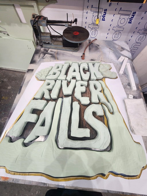 Our in-house Art & Sign and Paint Shop are working on some updated attraction signage for #SixFlagsWhIteWater! Look out for it when you ride Bahama Bobslide or Black River Falls later this summer.