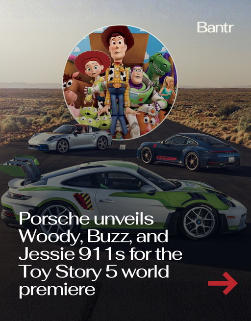 To infinity and... 200 mph.

Ahead of the release of Toy Story 5, Porsche unveiled three one-of-a-kind 911s inspired by Woody, Buzz Lightyear, and Jessie.

The cars were created by Porsche’s Sonderwunsch division, the team responsible for some of the brand’s most exclusive custom builds. Every stripe, logo, graphic, and detail was painted by hand rather than applied with wraps or vinyl.

The lineup includes a Buzz Lightyear-themed 911 GT3 RS, a Jessie-inspired 911 Targa 4 GTS, and a Woody-themed 911 Carrera T complete with a denim-textured paint finish designed to resemble the cowboy’s iconic jeans.

The trio is making its public debut at the Toy Story 5 premiere in Los Angeles and will eventually be sold as part of a charitable initiative benefiting the American Red Cross, Starlight Children’s Foundation, and Big Brothers Big Sisters of America.

By the way, we have a weekly newsletter rounding up the biggest stories so you don’t have to. One newsletter. Once a week. Link in bio.

Media via Porsche

#bantrcars #toystory5 #porsche