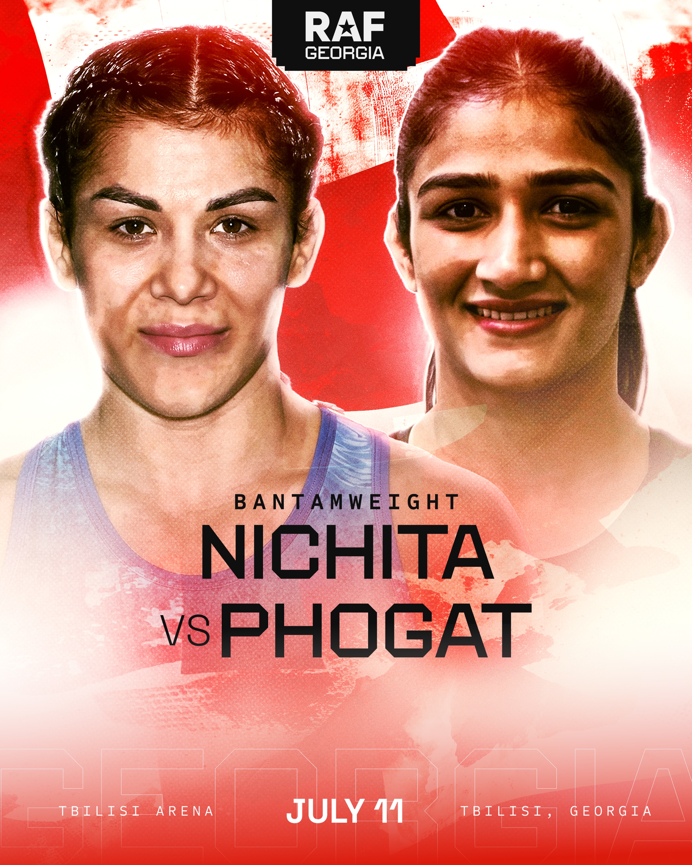 IT’S ON 😤

Anastasia Nichita takes on Sangita Phogat at RAF GEORGIA on July 11.

Tickets coming soon at the link in bio.