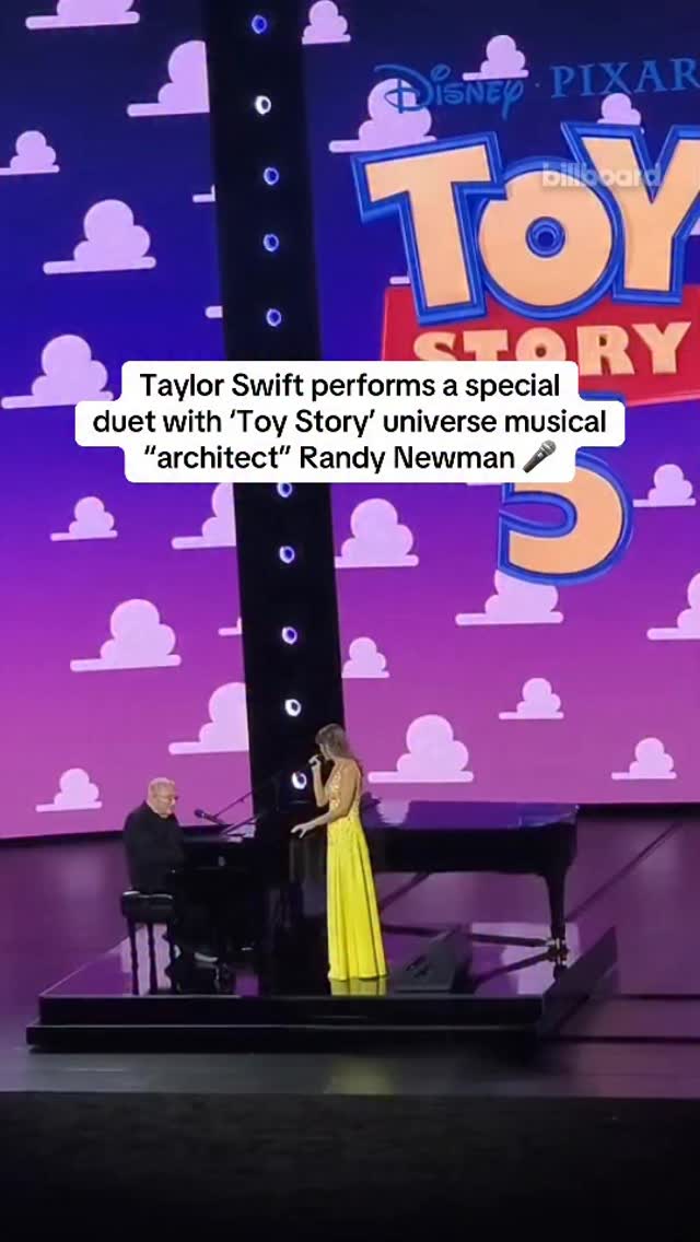 The moment @taylorswift invited Randy Newman on stage for a stripped down performance of “You’ve Got a Friend In Me” at the #ToyStory5 world premiere in Los Angeles. ❤️