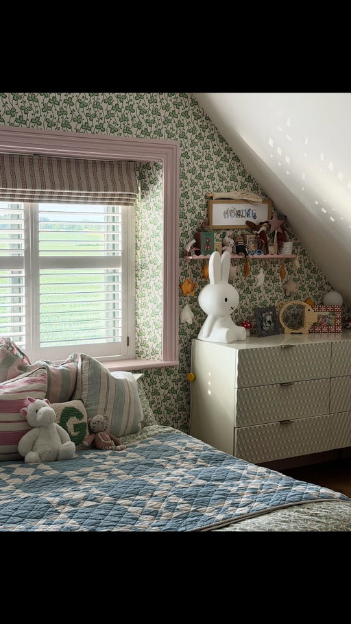 A before & after of Goldie’s bedroom ✨ The most whimsy bedroom for the sweetest little girlie 💕 
Main details; wallpaper is by @lick
Paint is also @lick pink 05
Flooring is by @amticoflooring in Hanningfield Oak (we have this throughout the upstairs and it is so perfect, whatever you pair it with. Cosy, soft underfoot & with a real rustic charm) 
Any other details you’d like, let me know as part two is coming next week 🫶🏼