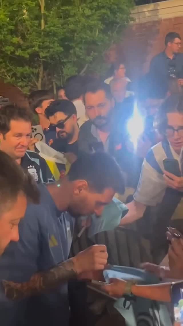 Fans at Jordan-Hare Stadium in Auburn receive autographs from soccer legend Lionel Messi after he scored a goal in Argentina’s 3-0 win over Iceland