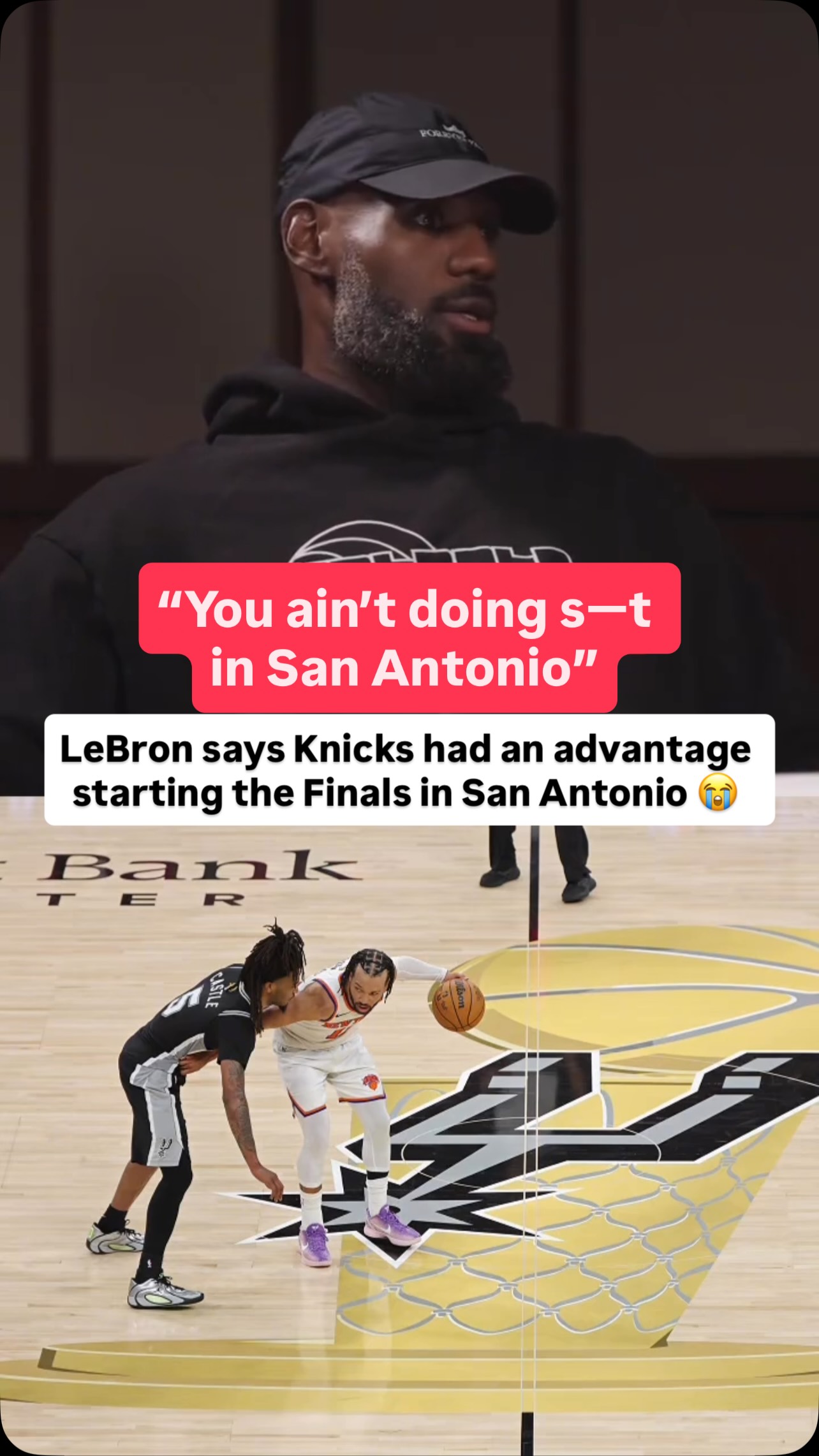 San Antonio caught a stray from LeBron 💀

(via @mindthegamepod) #nba #basketball #lebron #knicks #spurs