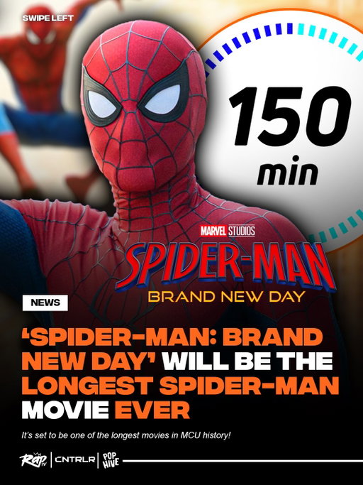 ‘Spider-Man: Brand New Day’ is the longest Spidey movie so far‼️

The fourth installment in the MCU series will be 150 minutes long, or 2 hours and 30 minutes, which is 2 minutes longer than ‘Spider-Man: No Way Home’ 👀

‘Brand New Day’ will also be the fourth-longest movie in the entire MCU when it releases on July 31 🕷️

Are y’all excited to see it⁉️
