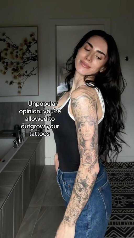 before vs. 2 sessions into the removal process 🫡 
I’ll do a more detailed update soon, lmk if you have questions you want me to answer 😌

#tattooremoval #momsofinstagram #tattoosleeve