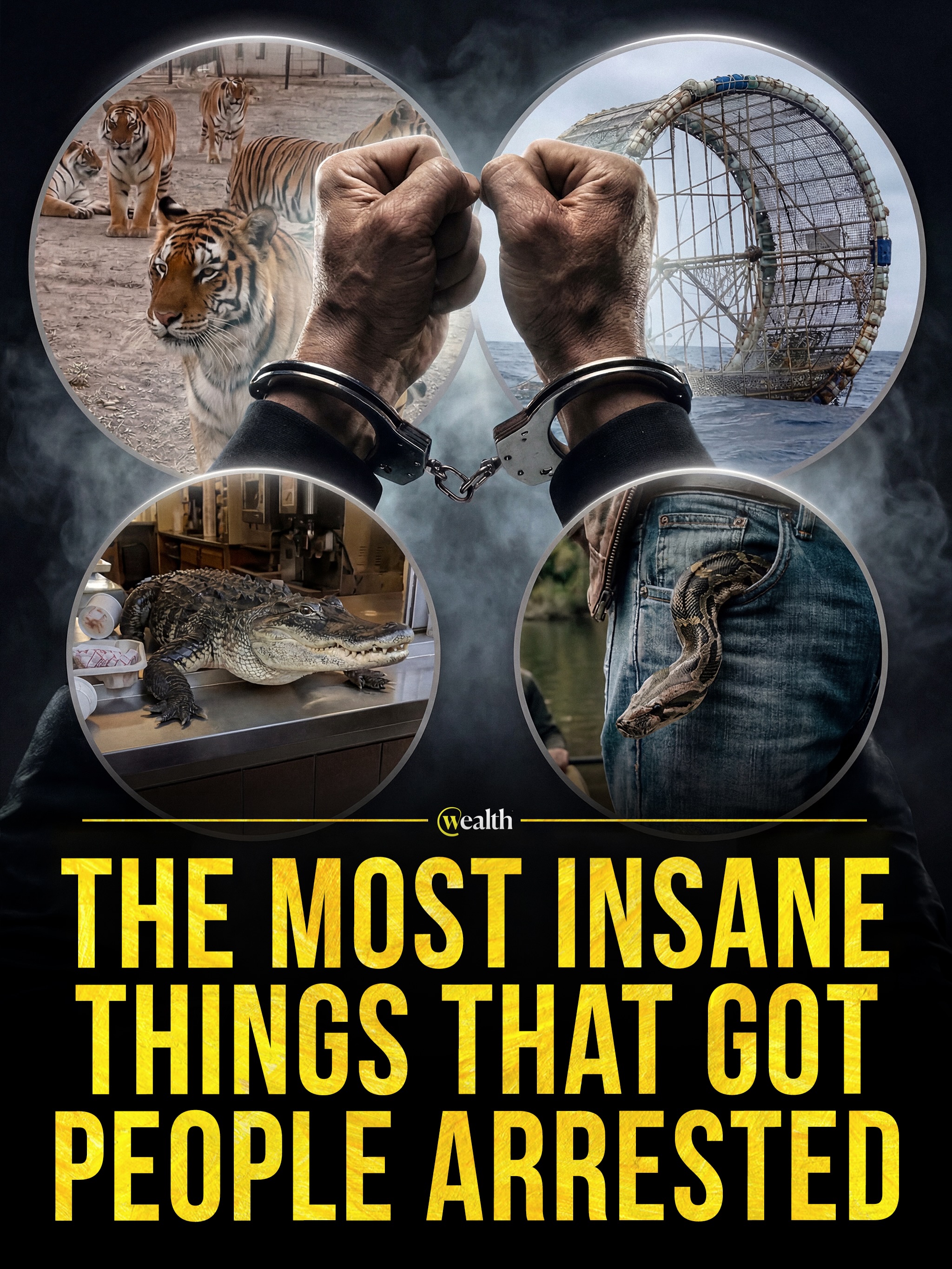 Seven tigers and a hamster wheel led to arrests. 🐅

These cases range from seven tigers described as emotional support animals to an attempted Atlantic crossing in a human-sized hamster wheel. Other arrests involved jewelry theft after a suspect posed as a mannequin, 65 stolen Stanley Cups in a car, and a live alligator thrown through a Wendy’s drive-thru.

The same set of cases also includes 320 tarantulas strapped to a man’s body, three Burmese pythons hidden in pants, 29 protected turtles headed into Canada by kayak, and a hacked state registry entry marking a man as deceased.

#OddNews #TrueCrime #WildlifeCrime #Smuggling #Arrests