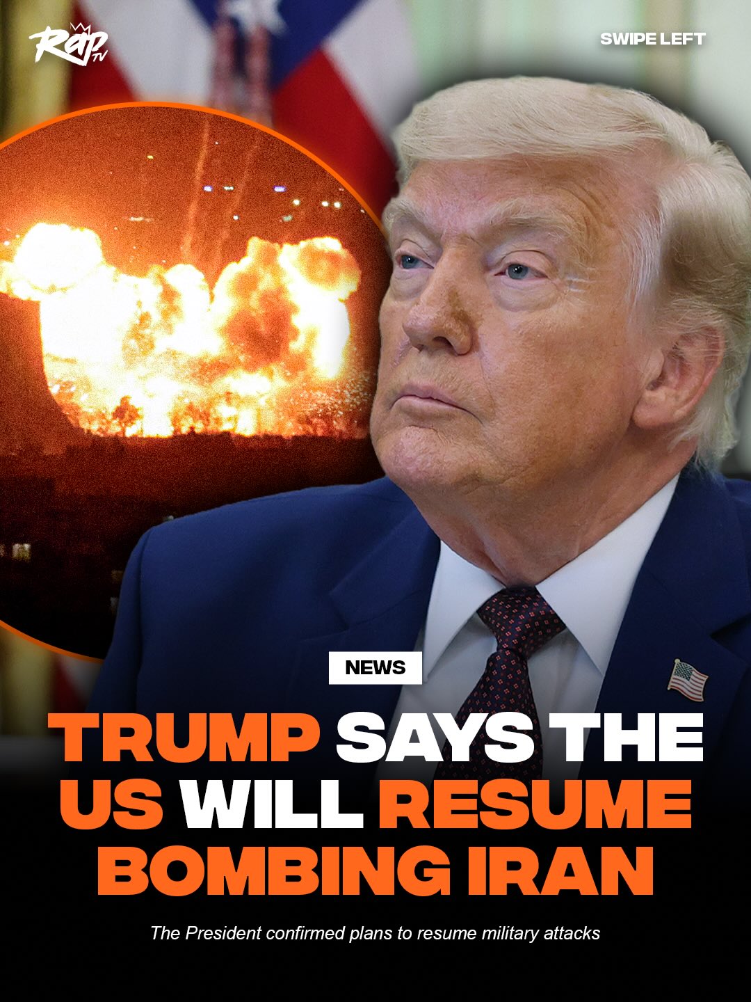 President Trump confirmed that the US will continue bombing Iran‼️

He told a reporter that the US military intends to attack Iran “very hard” since they have failed to negotiate a deal.

Trump elaborated on this in a Truth Social post, writing: “They’ve taken too long to negotiate a deal that would have been great for them, now they will have to pay the price!!!”