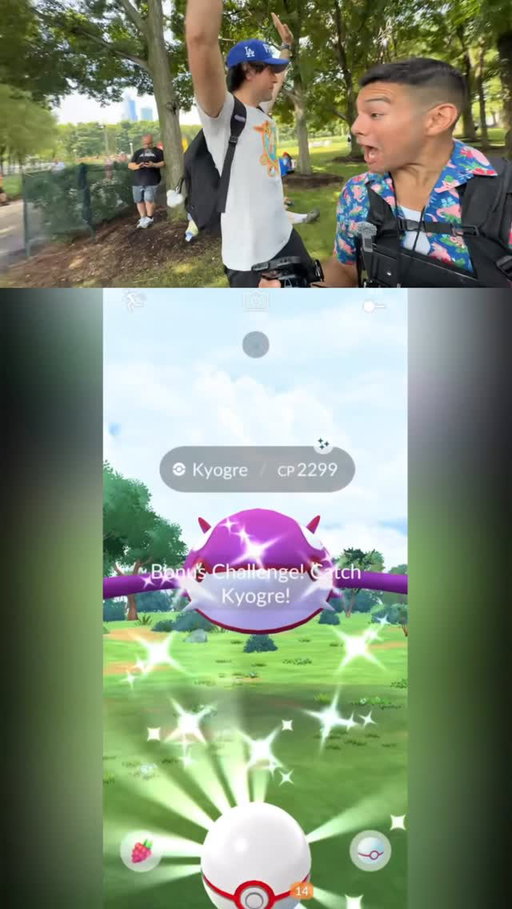 Shiny Kyogre with background in Pokémon Go Fest Chicago 2026??? Thank you @pokemongoapp for the free access! #pokemongofest2026