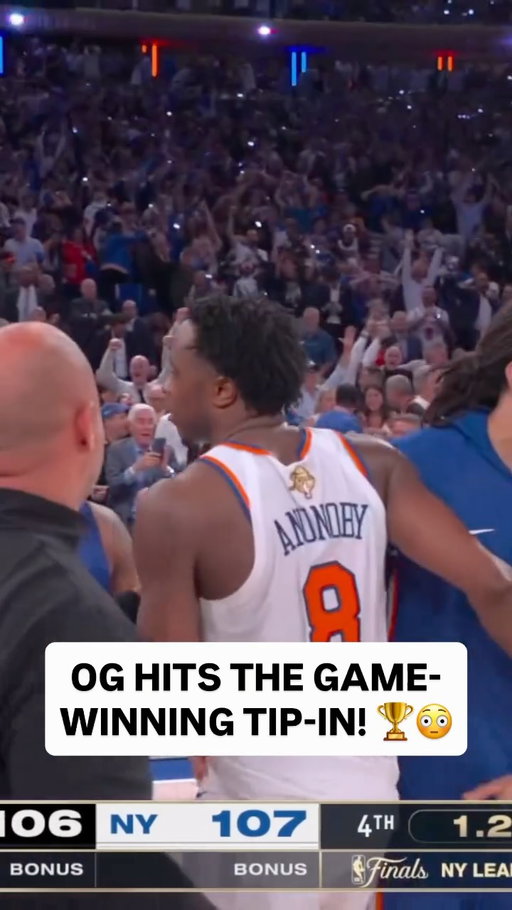 @oanunoby FLIES IN FOR THE GAME-WINNING TIP-IN! THE @nyknicks COMPLETE THE 29-POINT COMEBACK AND TAKE A 3-1 SERIES LEAD IN THE NBA FINALS! 🏆