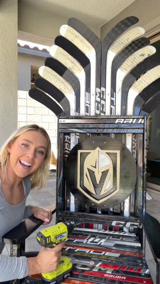 The fiber glass throne 😌🏒🪑 #diy #craft making a hockey stick chair with @vegasgoldenknights for Stanley Cup Finals