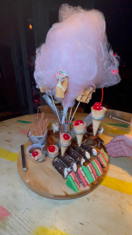 Hey Cousins! 

This is the ONLY #dessert you should be ordering when celebrating at @the_refuge_110 in #melville #longisland this thing is loaded with #sweet treats like #churro fries, cotton candy, fruit, cake, pastries and more 🫧🍰🍭🍫🍬