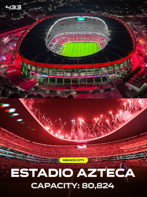 𝗧𝗛𝗘 𝗕𝗜𝗚𝗚𝗘𝗦𝗧 𝗦𝗧𝗔𝗗𝗜𝗨𝗠𝗦 𝗢𝗙 𝗧𝗛𝗘 𝗪𝗢𝗥𝗟𝗗 𝗖𝗨𝗣 🤩🏟️

The World Cup is coming to some 𝗛𝗨𝗚𝗘 stadiums across Mexico, the United States and Canada 🌎

Here’s the full list 👇

🇲🇽 Estadio Azteca, Mexico City — 80,824
🇺🇸 MetLife Stadium, New Jersey — 80,663
🇺🇸 AT&T Stadium, Dallas — 70,649
🇺🇸 SoFi Stadium, Los Angeles — 70,492
🇺🇸 Arrowhead Stadium, Kansas City — 69,045
🇺🇸 Levi’s Stadium, San Francisco — 68,827
🇺🇸 NRG Stadium, Houston — 68,777
🇺🇸 Lincoln Financial Field, Philadelphia — 68,324
🇺🇸 Mercedes-Benz Stadium, Atlanta — 68,239
🇺🇸 Lumen Field, Seattle — 66,925
🇺🇸 Hard Rock Stadium, Miami — 64,478
🇺🇸 Gillette Stadium, Boston — 64,146
🇨🇦 BC Place, Vancouver — 52,497
🇲🇽 Estadio BBVA, Monterrey — 51,243
🇲🇽 Estadio Akron, Guadalajara — 45,664
🇨🇦 BMO Field, Toronto — 43,036

Which stadium are you most excited for? 👀