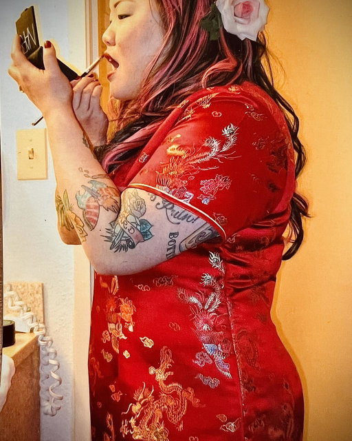 My Priscilla to be Kryss Maddock putting on the Las Vegas war paint in 2006.