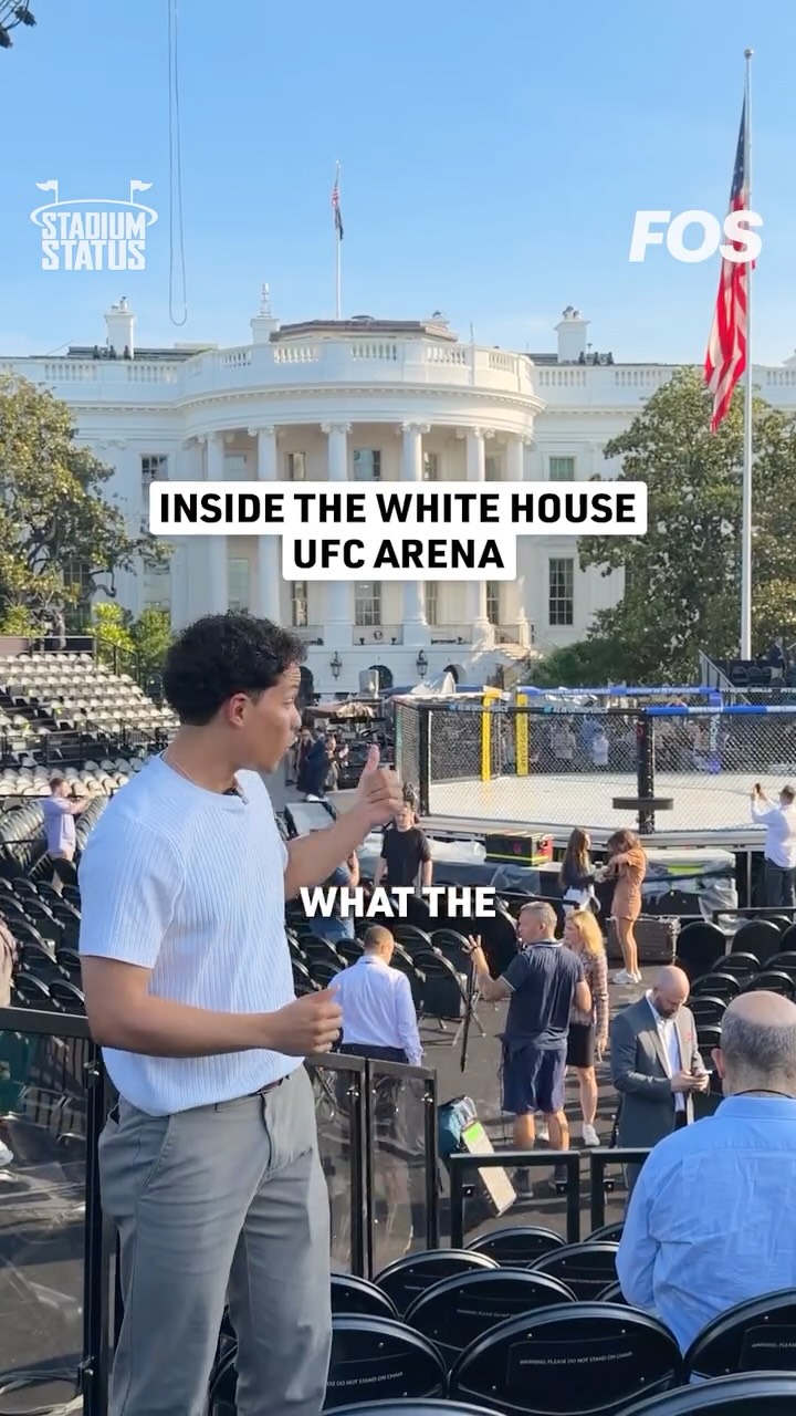The White House South Lawn has been transformed into a 4,300-seat arena for UFC Freedom 250. ⁠
⁠
With a $60 million budget behind the event, here's a look inside the setup. #StadiumStatus