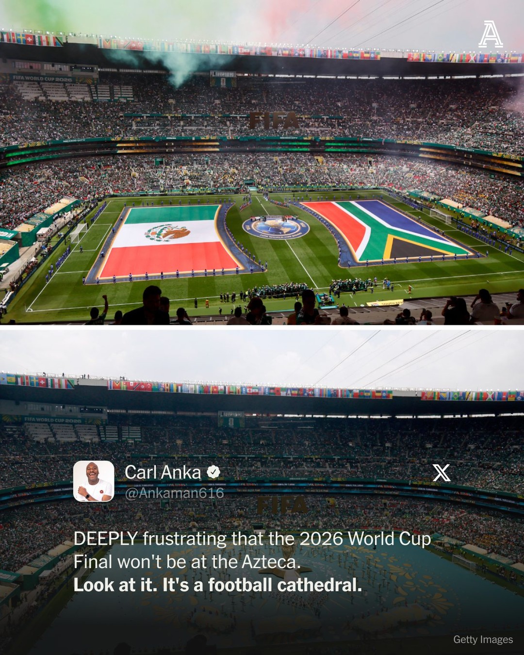 The Estadio Azteca. One of football's grandest stages.

Do you agree with Carl — should it have been chosen to host the 2026 World Cup final?