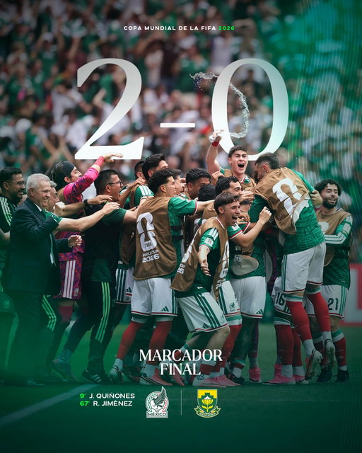 ¡Triunfo en una atmósfera Incondicional! 👊

Nos llevamos los primeros 3 puntos contra Sudáfrica en nuestro debut, en nuestra casa y con nuestra gente.

¡Vamooos! 

#SomosMéxico 🇲🇽