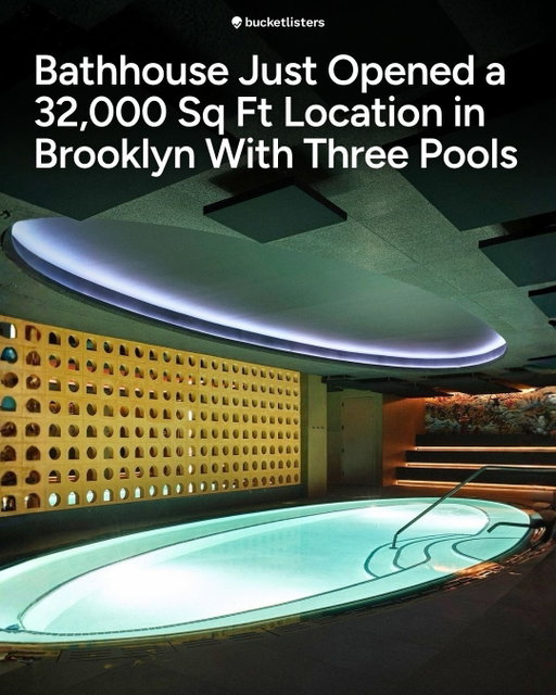 Open Now 🫧 @bathhouse just opened its newest NYC location yet, designed for social self care. The Atlantic Avenue location features:
🌊 Three indoor thermal pools and one outdoor pool coming this summer
🔥 Three saunas including an Event Sauna, Banya, and Infrared Sauna
💨 A steam room
🍃 An outdoor backyard with an additional sauna also coming this summer
🥗 Light bites and drinks at the Canteen
📍 540 Atlantic Ave, Boerum Hill
Use code BUCKETLIST25 to get 25% off a Day Pass at Bathhouse Atlantic Ave until 7/31 via our link in bio @nybucketlist 🧖‍♀️ Tag someone you are going with 👇 #NYbucketlist #nyc
