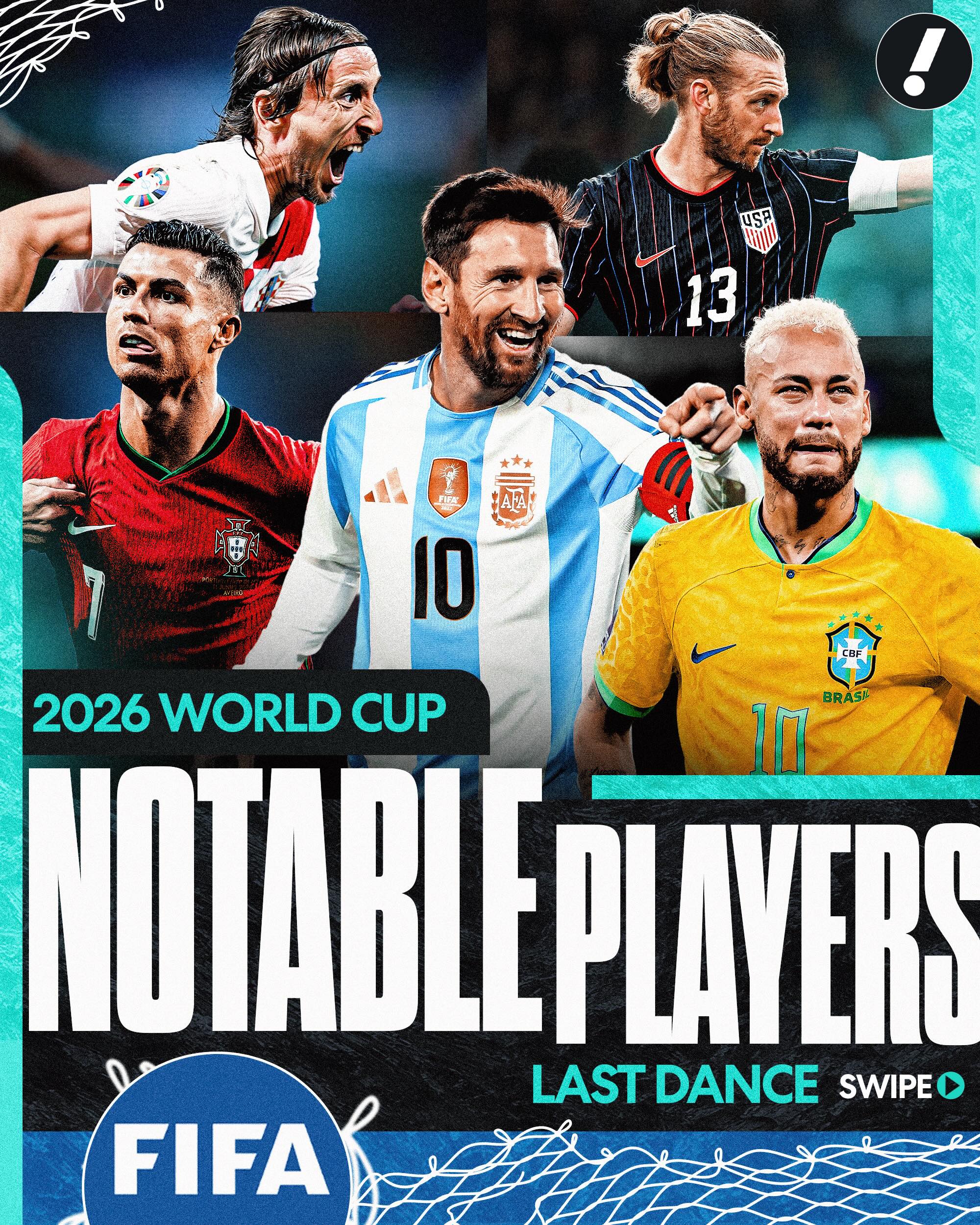 Lionel Messi and Cristiano Ronaldo are among soccer’s biggest stars who could feature in their last World Cup 👀

Which player are you going to miss the most? 🤔