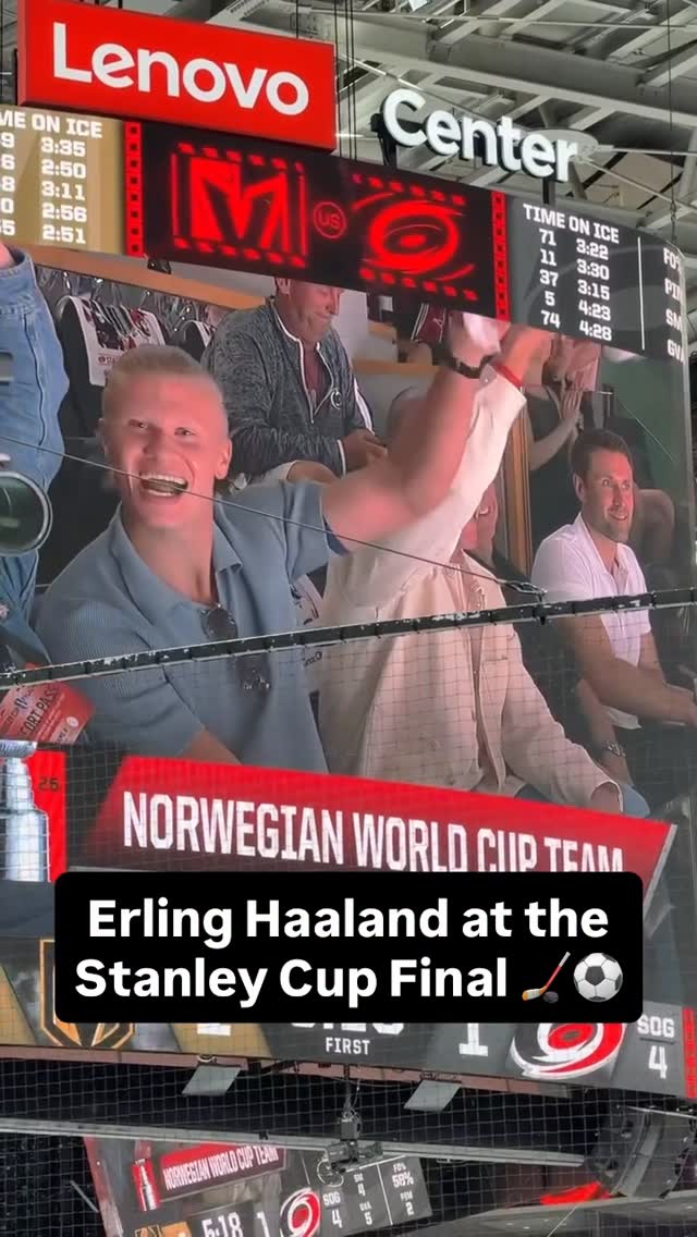 Haaland enjoying some Stanley Cup Final hockey in Carolina 😆