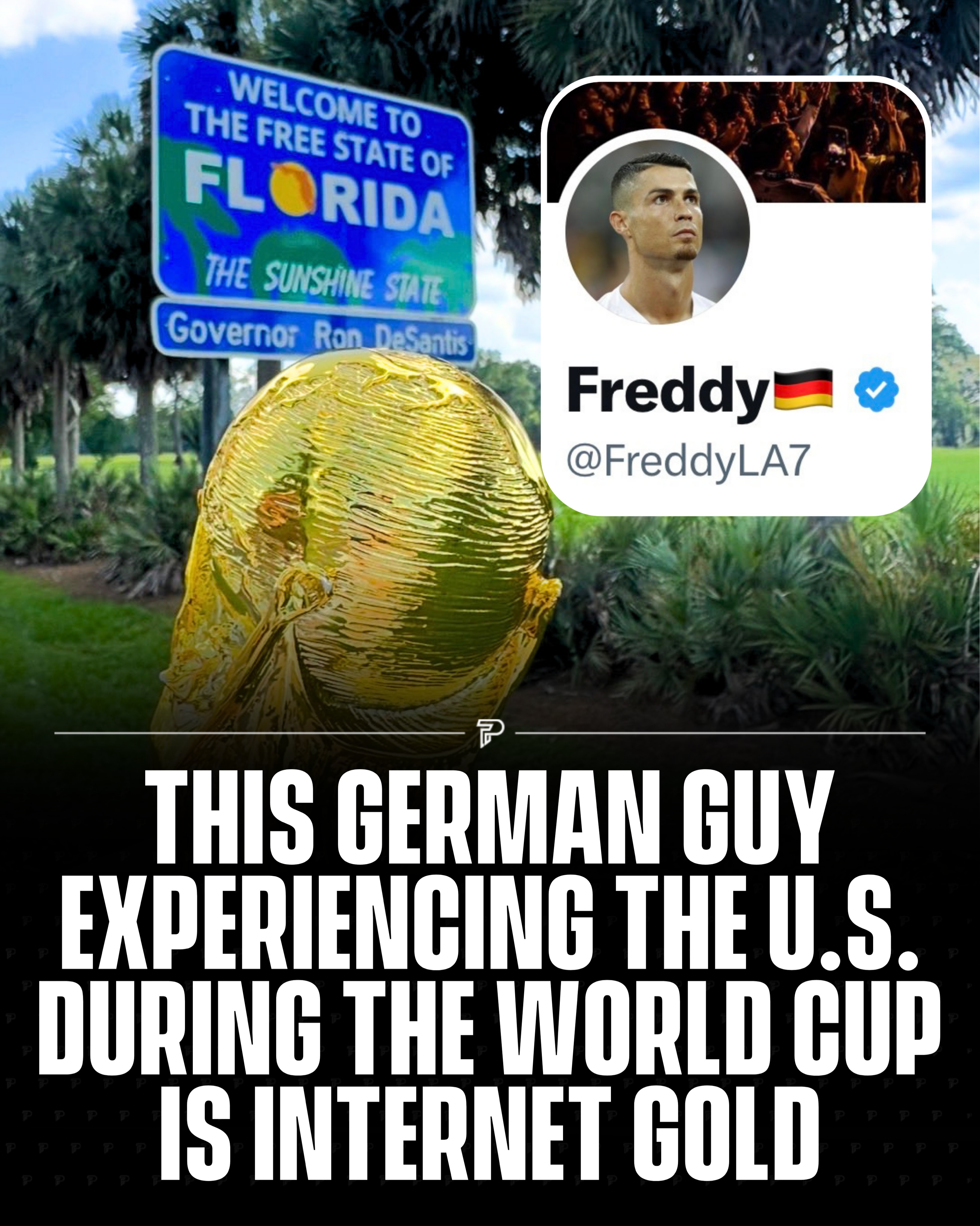 A German soccer fan named Freddy has gone viral after documenting his six-week road trip through the U.S. and Canada while following Germany’s 2026 World Cup campaign. He arrived on June 5 and his follower count jumped from around 11,000 to nearly 380,000 in just days, with posts racking up millions of views.

Germany opens against Curaçao in Houston on June 14, and Freddy has confirmed he’ll be following the team all the way through the tournament, including a stop in Miami.

(via: @FreddyLA7)

#Pubity #Viral #Sports
