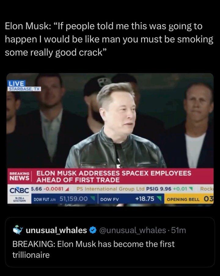 Elon Musk has become the world’s first trillionaire as SpaceX becomes a publicly traded company

SpaceX’s IPO is expected to mint thousand of new millionaires, including cafeteria workers, per Bloomberg.