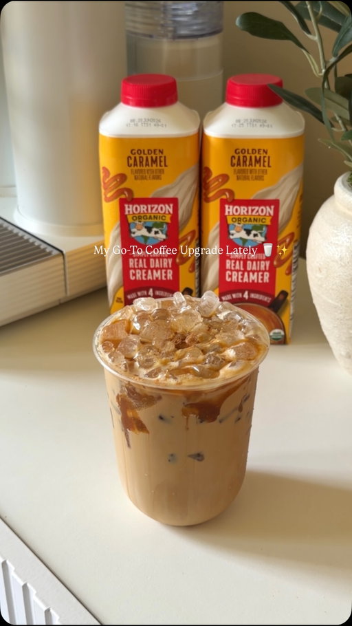 #ad My go-to shaken espresso ❤️🥛✨ 
thanks to @horizonorganic Golden Caramel Coffee Creamer
It adds the perfect rich caramel flavor that I’m loving for the summer✨
Let me know what you think of this one! 
#horizonsponsored

✨Caramel White chocolate Shaken Espresso: ✨
Recipe:
1 tbsp white chocolate sauce
A pinch of sea salt
2 shots of espresso
Add ice and shake it well
Add milk
Add the Golden Caramel Horizon Organic Real Dairy Creamer
Finish with caramel drizzle

#coffee #icedcoffee #caramellatte