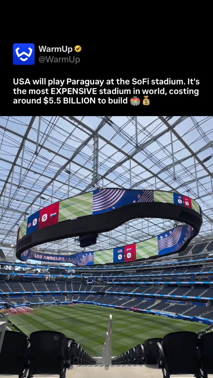 🤩

Located in Inglewood, California, the state-of-the-art SoFi Stadium—temporarily renamed Los Angeles Stadium for the tournament—is set to host a massive Group D showdown as the United States men’s national team faces Paraguay. As one of the crown jewels of the 2026 World Cup venues, this architectural marvel features a translucent canopy roof and a massive dual-sided Infinity Screen. Tonight, a capacity crowd of over 70,000 passionate fans will fill the seats, creating an electric, high-stakes home atmosphere for the USMNT’s highly anticipated opening match on the grandest stage.

(Via @sofistadium )