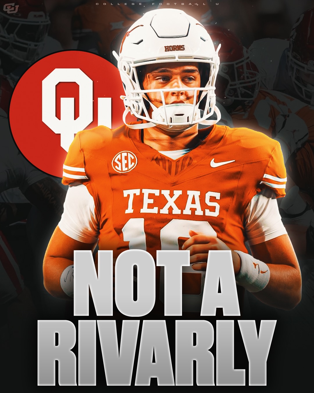 NEW: Texas EDGE Colin Simmons says Oklahoma doesn’t feel like Texas’ biggest rivalry 😳

“The atmosphere says rivalry, but when you’re playing Oklahoma, it doesn’t feel like a rivalry. I’d say Texas A&M feels more like a rivalry than OU.”

The Longhorns have won the last two meetings against the Sooners and hold a 65-51-5 advantage in the all-time series. Simmons’ comments are sure to add even more fuel to one of college football’s most historic rivalries.

Will Texas extend their win streak to 3 games this year? ⬇️

@thejourneymedia
