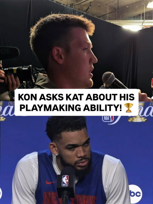 NBA Player Correspondent @kon2knueppel crashes @karltowns presser and talks to him about his playmaking this playoffs! 🏆🎙️

NYK (3-1) SAS Game 5: Saturday, 6/13 at 8:30pm/et on ABC