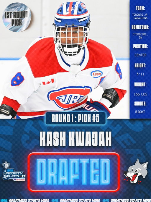 Banking on Kash 💰

Kash Kwajah is the fifth overall pick in the 2026 #OHLDraft as he joins the @sudburywolvesohl as the newest member of the Pack.