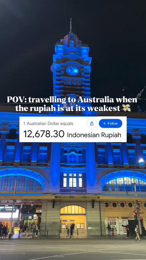 1 AUD was around Rp 10k - 11k when I came to Australia in 2022 💀 

#rupiah #melbourne #australia #diaspora #indonesian