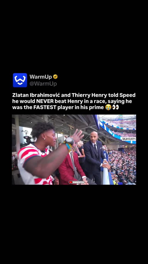 😂

During the 2026 World Cup game between the USA and Paraguay at SoFi Stadium, YouTuber iShowSpeed met football legend Thierry Henry in a stadium suite. Speed confidently claimed he was faster than the French icon was during his prime, reigniting a playful rivalry that began during charity matches and CBS Sports broadcasts. While Speed used his name to back his claims, Henry previously countered that he was definitely faster with a football and challenged the streamer to check the videotapes. Former Arsenal manager Arsène Wenger also weighed in on the debate, shutting down the influencer’s bold assertions by stating he would bet on Henry outpacing Speed all day, every day.

(Via @ishowspeed )