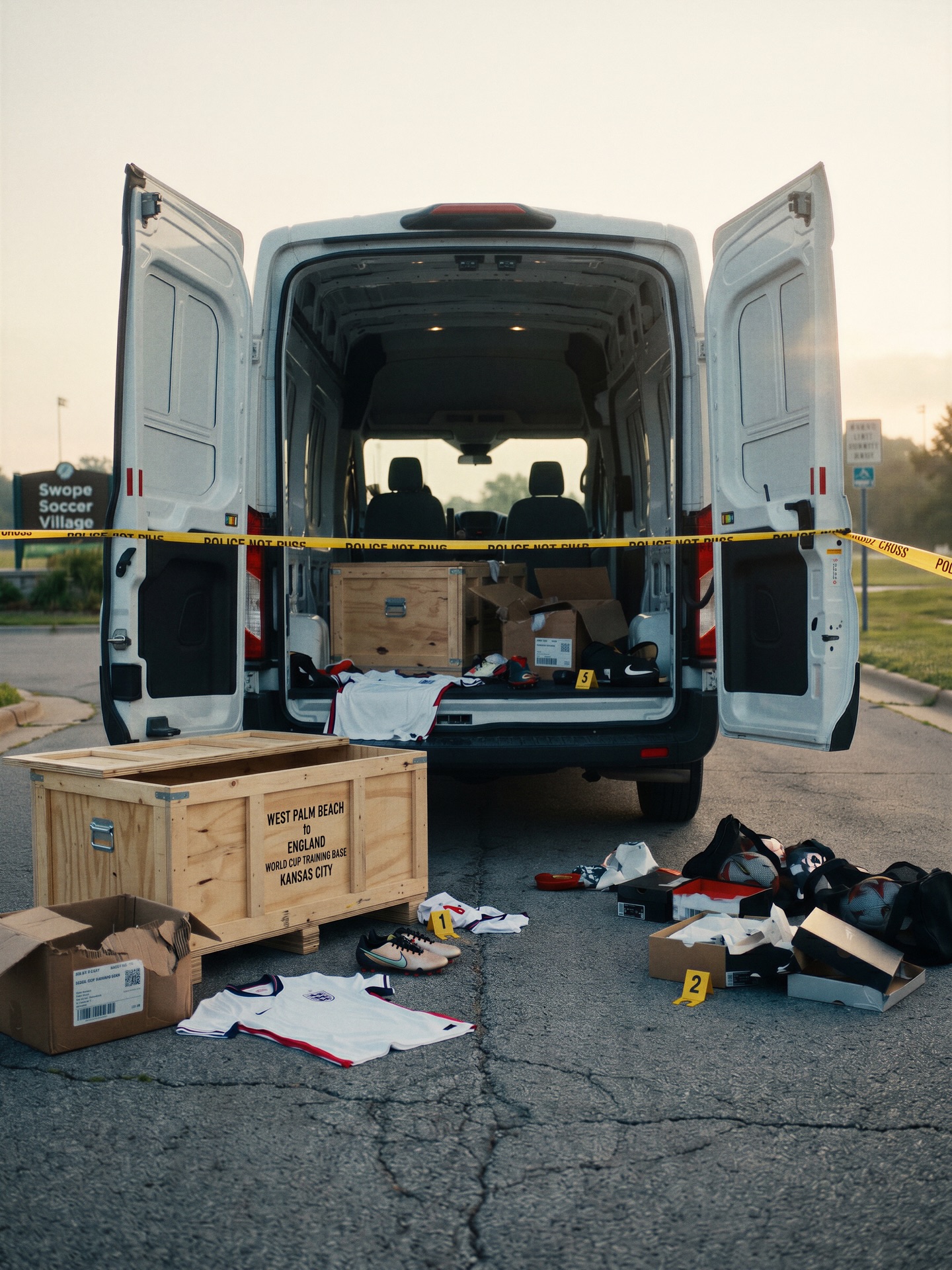 🚨 𝐑𝐄𝐕𝐄𝐀𝐋𝐄𝐃: England hit by a setback as large amount of 𝐓𝐄𝐀𝐌 𝐄𝐐𝐔𝐈𝐏𝐌𝐄𝐍𝐓 was 𝐒𝐓𝐎𝐋𝐄𝐍 in Kansas City ahead of their World Cup opener, shocking story! ⚠️🤯

“𝐏𝐥𝐚𝐲𝐞𝐫𝐬’ 𝐛𝐨𝐨𝐭𝐬, 𝐭𝐫𝐚𝐢𝐧𝐢𝐧𝐠 𝐠𝐞𝐚𝐫, 𝐜𝐨𝐚𝐜𝐡𝐢𝐧𝐠 𝐬𝐭𝐚𝐟𝐟 𝐞𝐪𝐮𝐢𝐩𝐦𝐞𝐧𝐭, 𝐛𝐚𝐥𝐥𝐬, 𝐦𝐚𝐭𝐜𝐡-𝐝𝐚𝐲 𝐮𝐧𝐢𝐟𝐨𝐫𝐦𝐬 are understood to be among the missing items stolen from England’s van”, reveals Daily Mail 🚛

“The England camp is now working alongside local police to recover the stolen equipment or secure replacements in time for training to continue as scheduled by Thomas Tuchel” 😤

🚔 Kansas City Police: “Two subjects of interest have been 𝐭𝐚𝐤𝐞𝐧 𝐢𝐧𝐭𝐨 𝐜𝐮𝐬𝐭𝐨𝐝𝐲 tonight pending further investigation” 🇺🇸